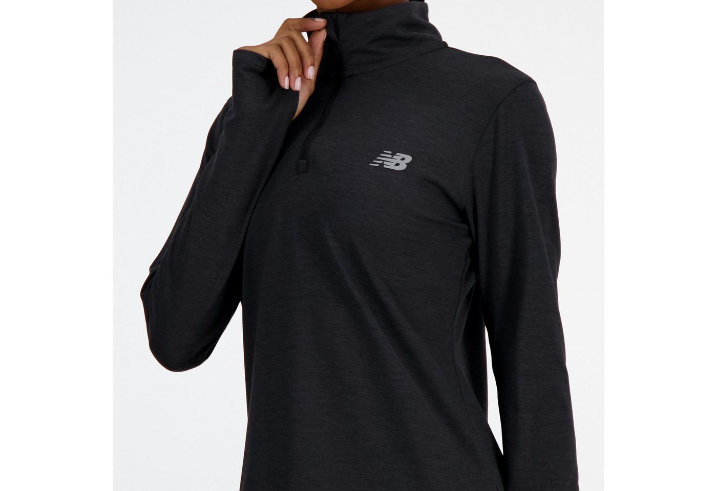 New Balance Laufshirt SPORT ESSENTIALS SPACE DYE 1/4 ZIP hochschließender Kragen, mit 1/4-Reißverschluss, Kurzarm