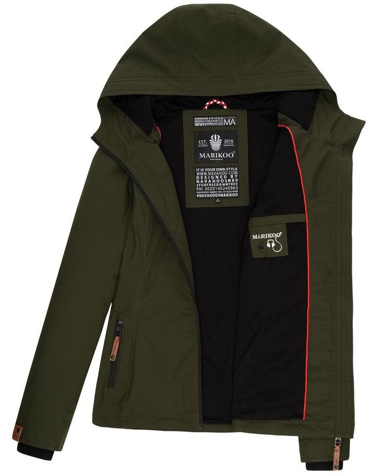 Marikoo Outdoorjacke Brombeere Sportliche Übergangsjacke mit Kapuze und schützendem Kragen Bild 5