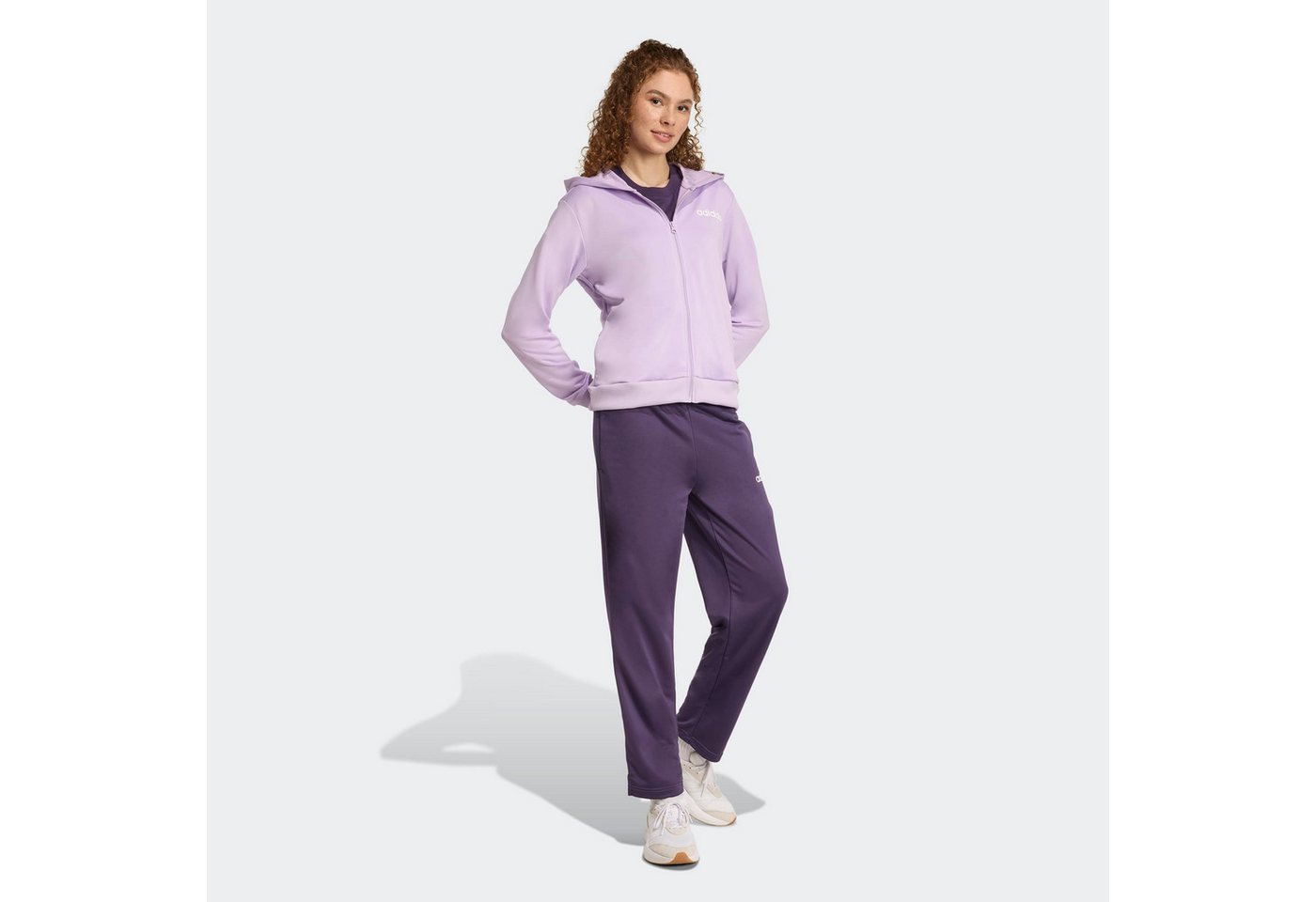 adidas Sportswear Trainingsanzug ESSENTIALS LINEAR (2-tlg), zweiteiliges Set, für Laufen, aus Polyester, mit Rippbündchen
