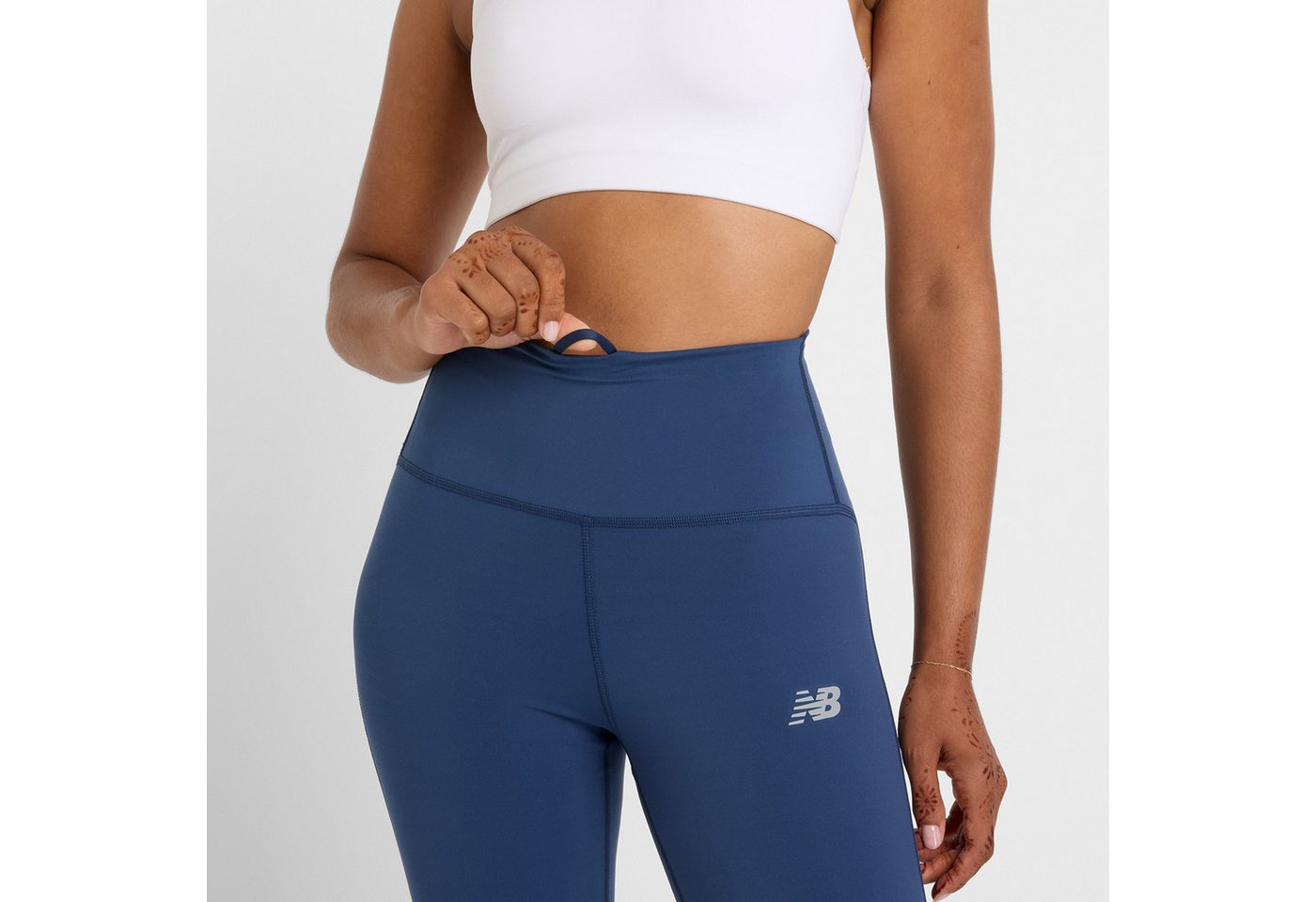 New Balance Lauftights Sleek High Rise Legging 27" mit Elasthan-Anteil, aus Polyester und Elasthan, High-Rise-Bund