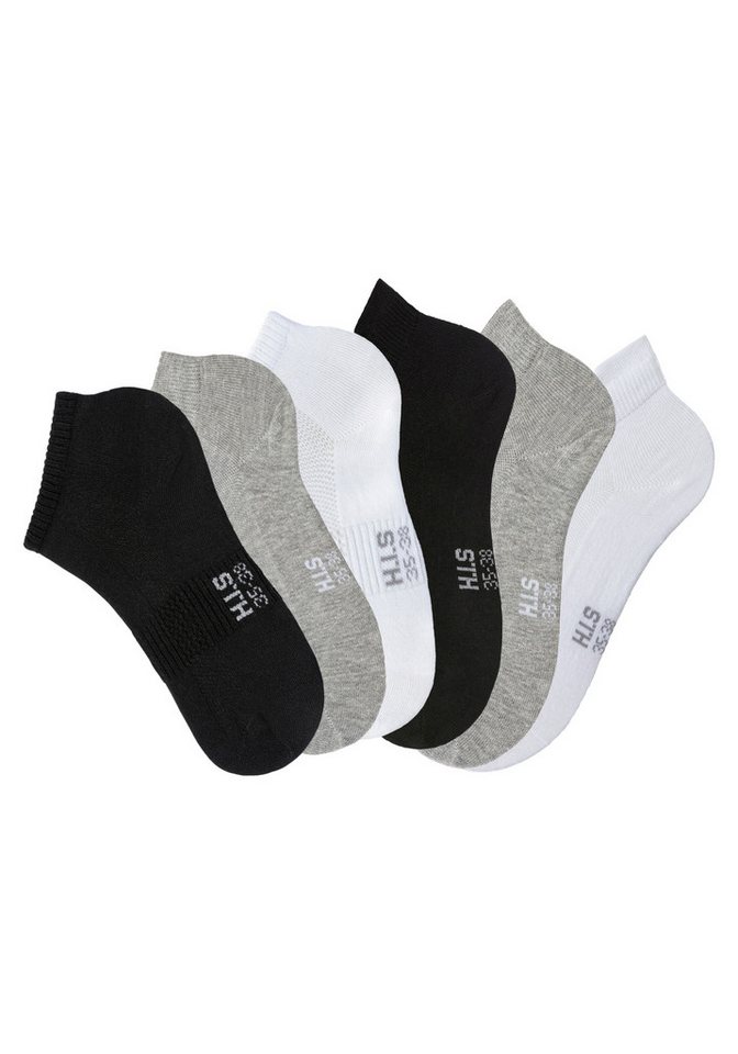 H.I.S Sportsocken Damen Herren Kurzsocken und Sneakersocken in einem Pack (Packung, 6-Paar, Gr. 35-38 bis 47-48) weicher Baumwollmix mit verstärkter Ferse und Spitze Bild 2