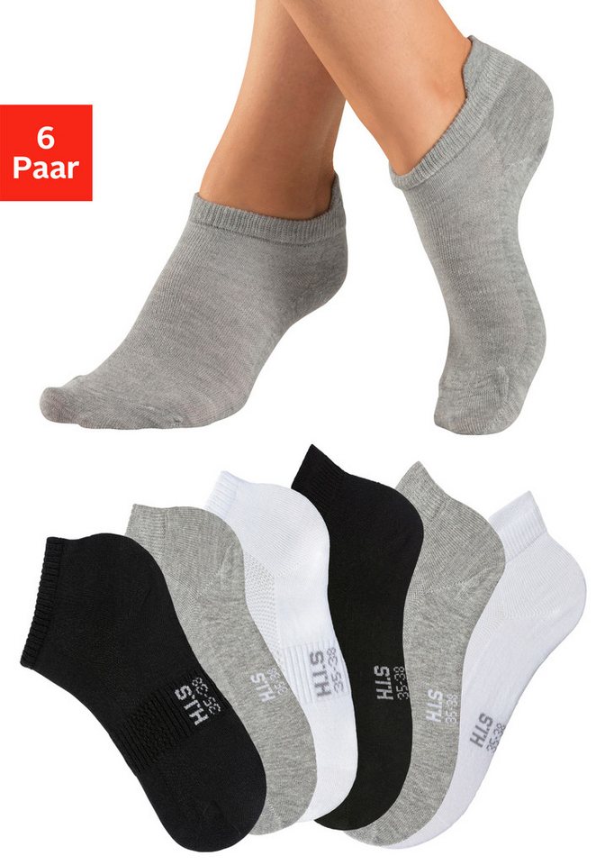 H.I.S Sportsocken Damen Herren Kurzsocken und Sneakersocken in einem Pack (Packung, 6-Paar, Gr. 35-38 bis 47-48) weicher Baumwollmix mit verstärkter Ferse und Spitze Bild 3