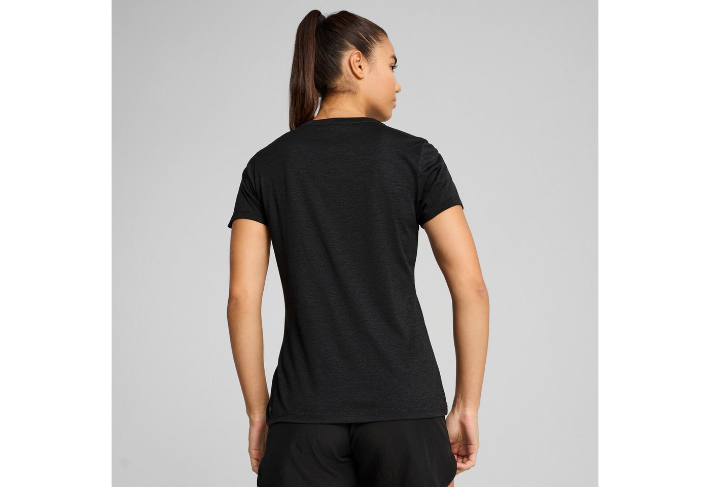 PUMA Trainingsshirt W TAD ESSENTIAL HEATHER LOGO TEE Kurzarm, sportliches T-Shirt, für sportliche Aktivitäten