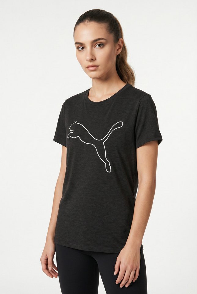 PUMA Trainingsshirt W TAD ESSENTIAL HEATHER LOGO TEE Kurzarm, sportliches T-Shirt, für sportliche Aktivitäten Bild 3