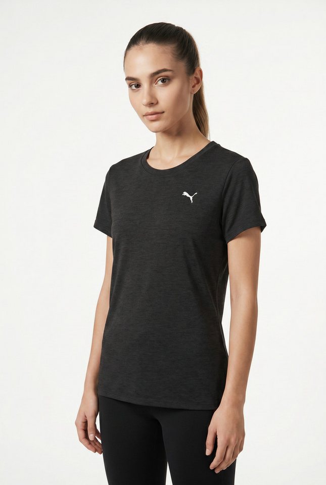 PUMA Trainingsshirt W TAD ESSENTIAL HEATHER TEE mit kleinem Logo auf der Brust, Kurzarm, in normaler Länge Bild 4