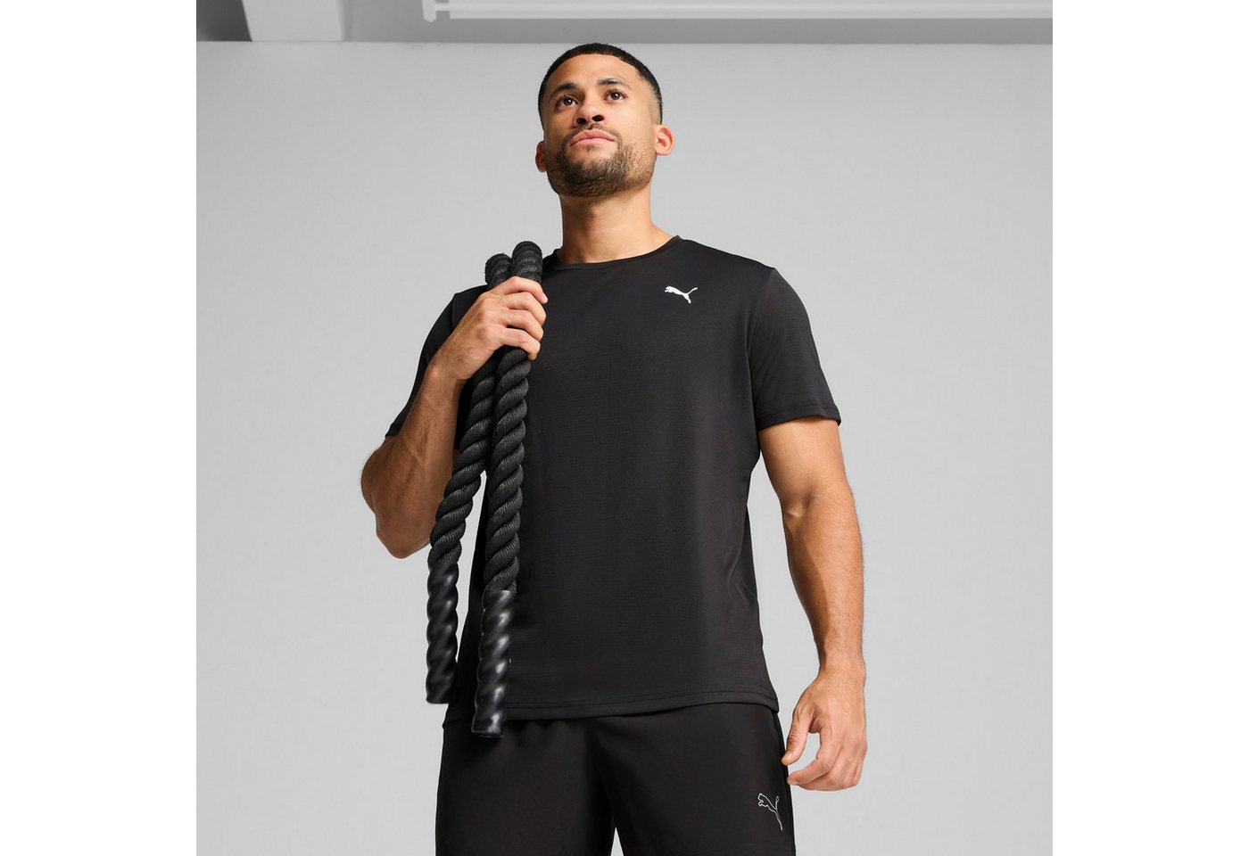PUMA Trainingsshirt M TAD ESSENTIAL POLY TEXTURE TEE Trainings-T-Shirt, mit Rundhalsausschnitt, mit Kurzarm