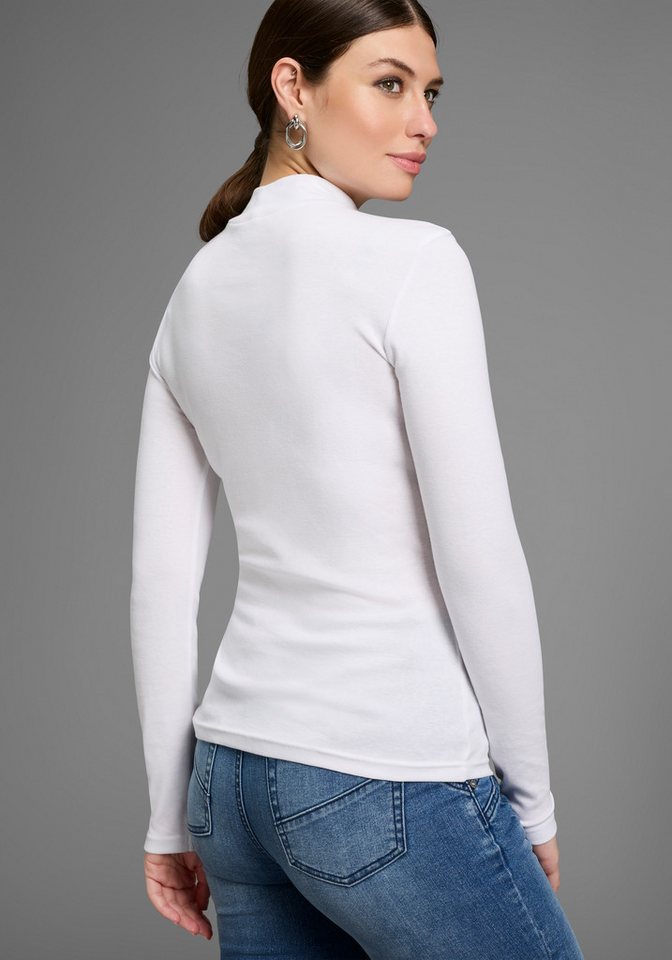 Bruno Banani Rollkragenshirt (Packung, 2er-Pack) mit Stehkragen, hüftbedeckende Länge, aus Rippware, im Basic-Stil