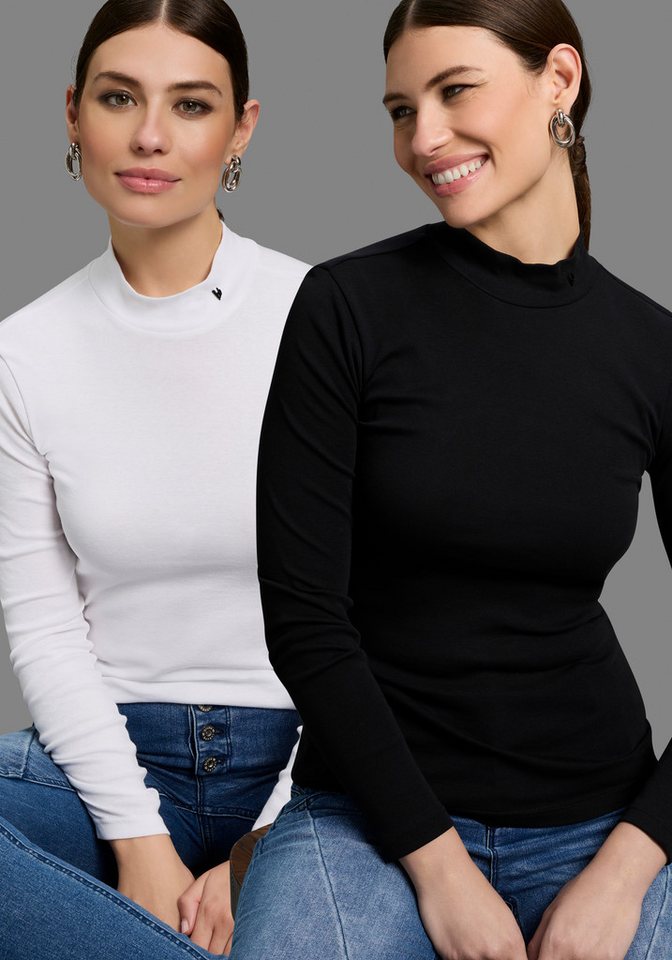 Bruno Banani Rollkragenshirt (Packung, 2er-Pack) mit Stehkragen, hüftbedeckende Länge, aus Rippware, im Basic-Stil Bild 4