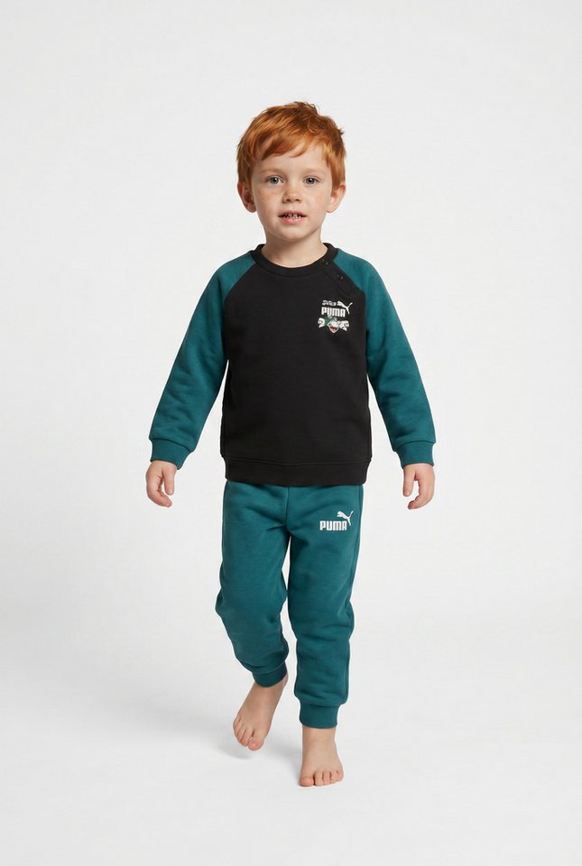 PUMA Trainingsanzug MINICATS SUPER CREW SET INF, für Kinder, ohne Kapuze, Regular Fit