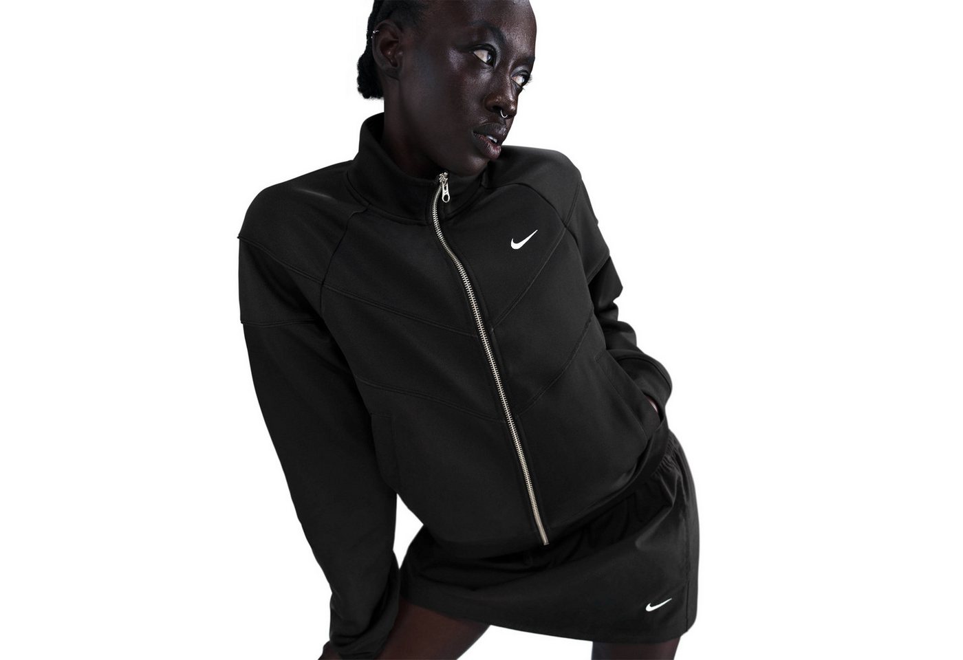 Nike Sportswear Trainingsjacke W NSW NK WR POLY KNIT JKT mit Stehkragen, wasserabweisend und windabweisend
