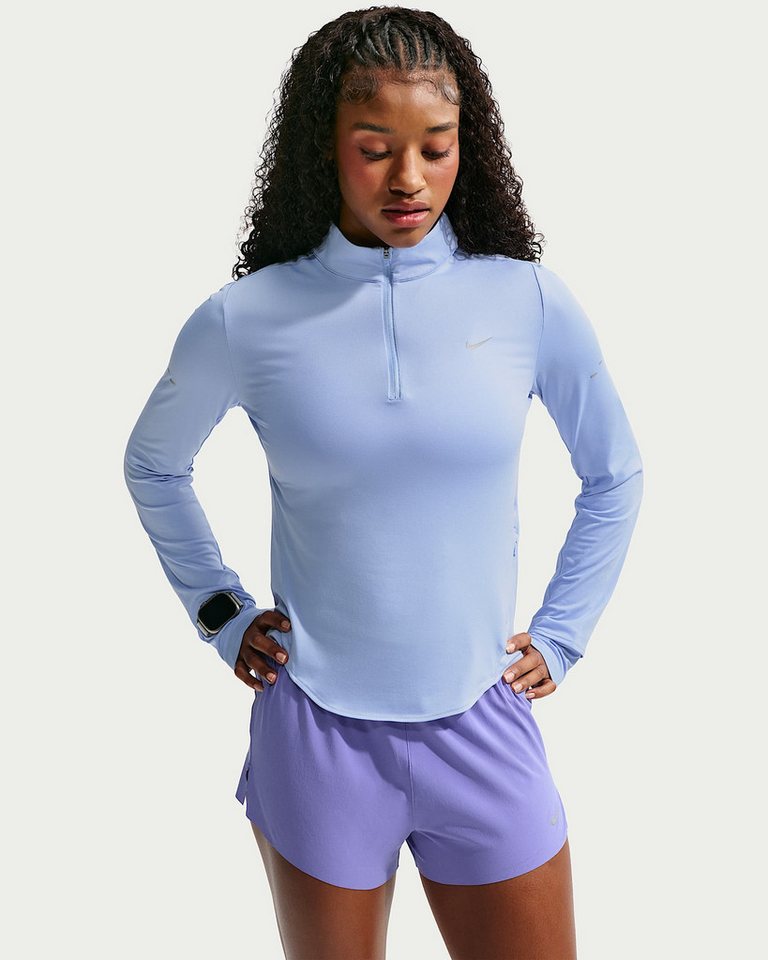 Nike Lauftop W NK SWIFT DF UV HZ TOP hochschließender Kragen, mit Reißverschluss, atmungsaktives Material
