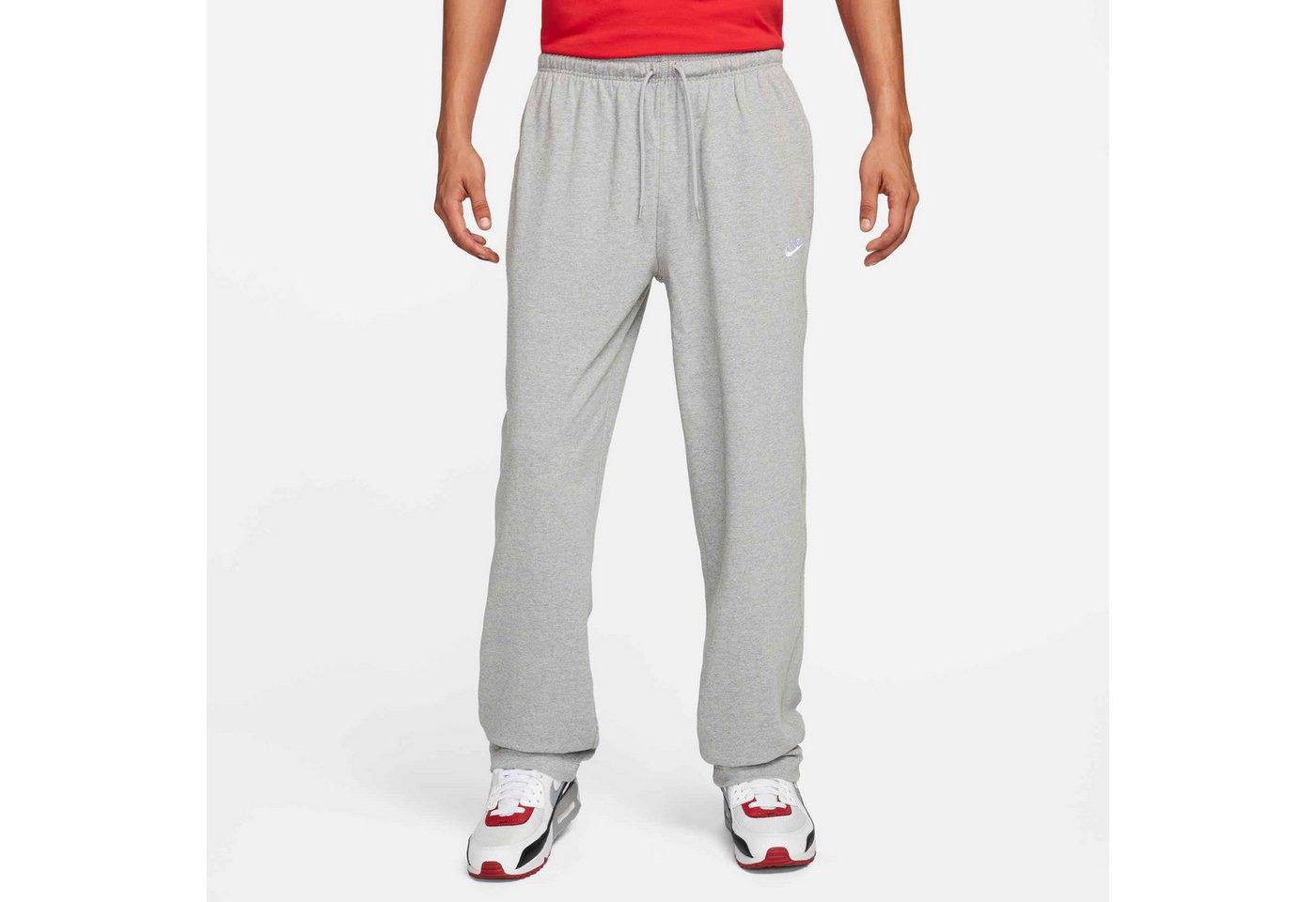 Nike Sportswear Sporthose Nike Sportswear Club Men's Knit Open-Hem Pants mit elastischem Bund und Kordelzug, aus Baumwoll-Jersey, lange Form