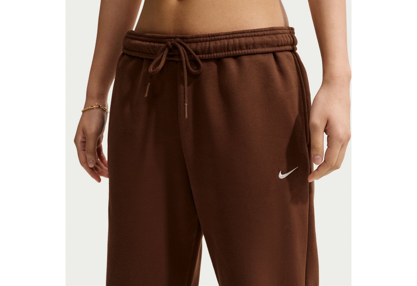 Nike Sportswear Sporthose W NK STDO FLC MW MR STD OH PNT weites Bein, aus Baumwolle und Polyester