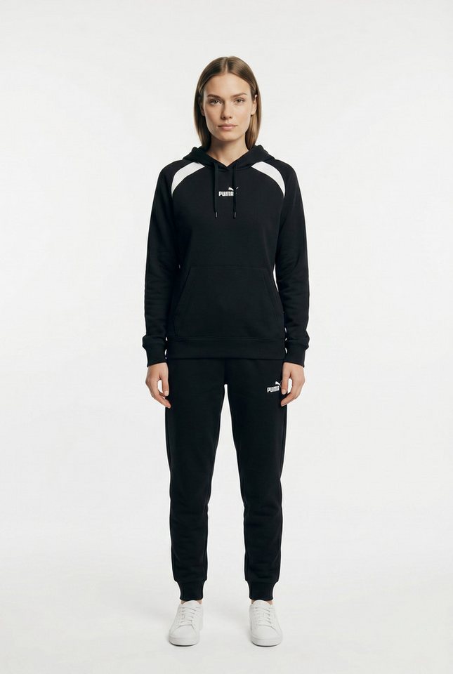 PUMA Trainingsanzug HOODED SWEAT SUIT FL CL (2-tlg), zweiteiliges Set, mit Kapuze, aus Baumwolle und Polyester, Regular Fit