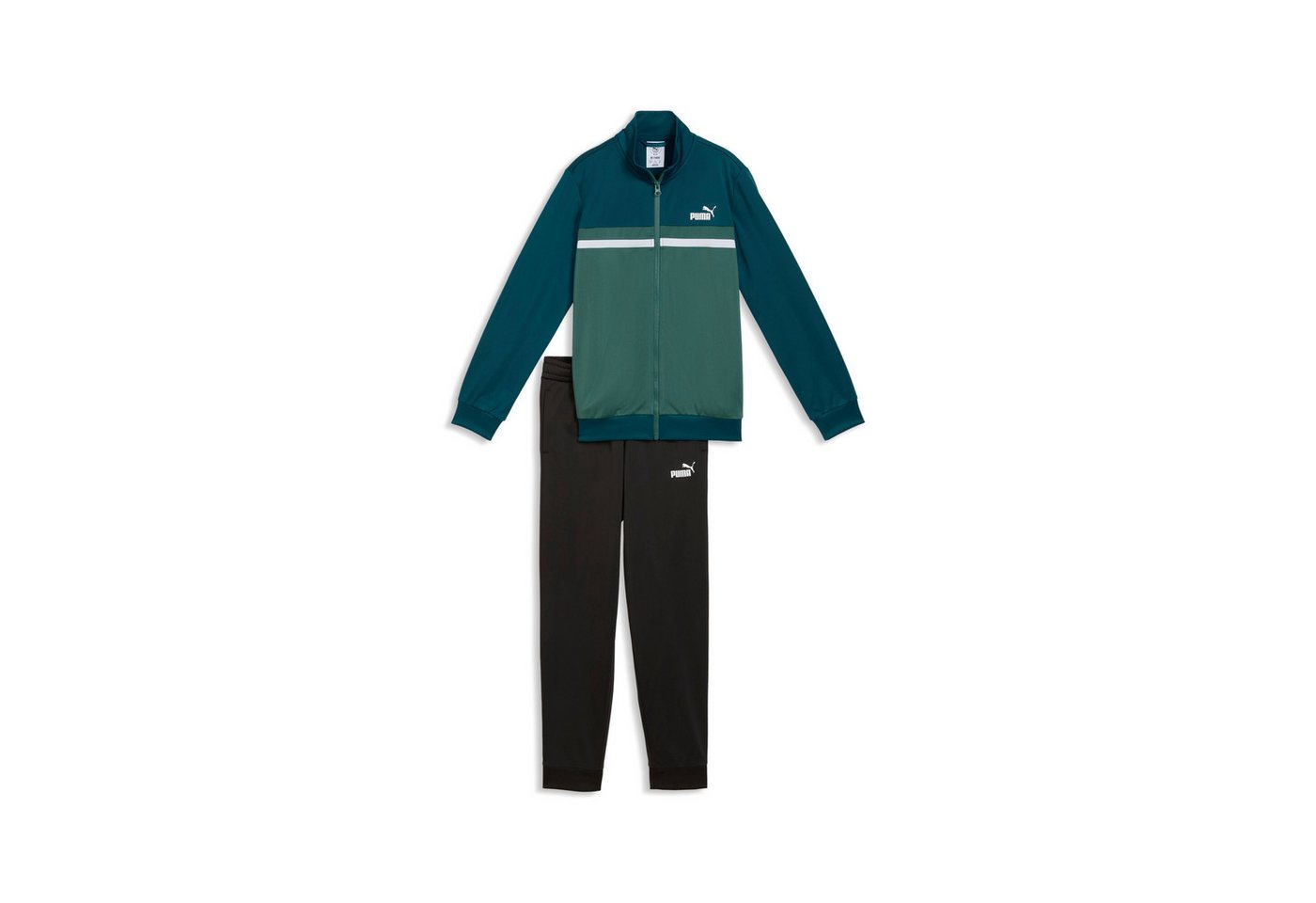 PUMA Trainingsanzug POLY COLORBLOCK SUIT B (2-tlg), zweiteiliges Set, mit Reißverschluss am Oberteil, aus Polyester
