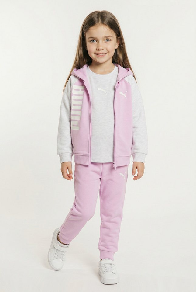 PUMA Trainingsanzug MINICATS TEE HOODED FZ AND PANTS SET TR INF (2-tlg), für Babys, mit Kapuze, im Colour-Blocking-Design