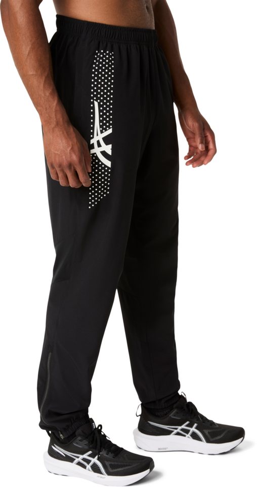 Asics Laufhose ICON PANT mit Handytasche hinten im Bund, Beinabschluss mit seitlichem Zipper