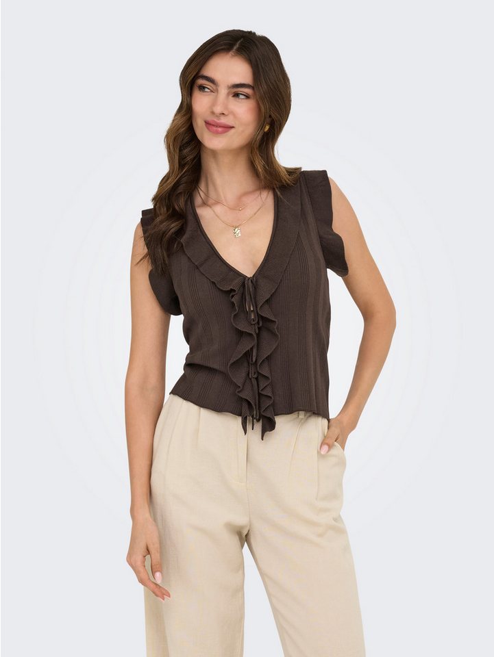 ONLY Stricktop ONLNELLY SL V-NECK STRING CARDI KNT NOOS Viskosemischung, V-Ausschnitt Bild 2