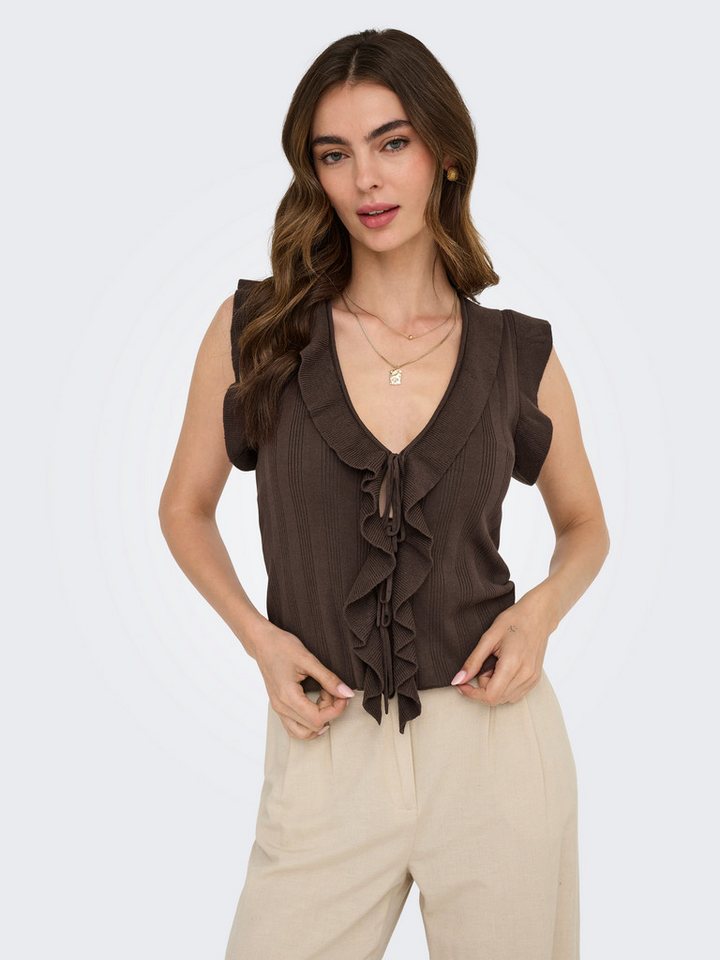 ONLY Stricktop ONLNELLY SL V-NECK STRING CARDI KNT NOOS Viskosemischung, V-Ausschnitt Bild 3