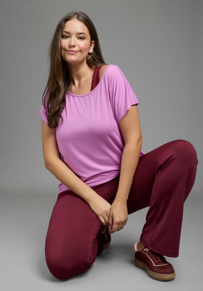 Laura Scott CURVE Yoga & Relax Shirt Große Größen (Set, 2) im 2er-Set, mit Rundhalsausschnitt, aus Jersey, unifarben