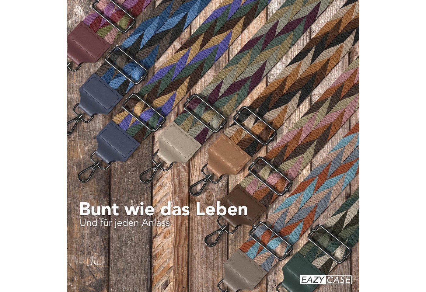 EAZY CASE Schulterriemen Schultergurte für Taschen gemustert Breite Gürteltasche Kordel Riemchen Taschenband Umhängetasche Braun Bild 4