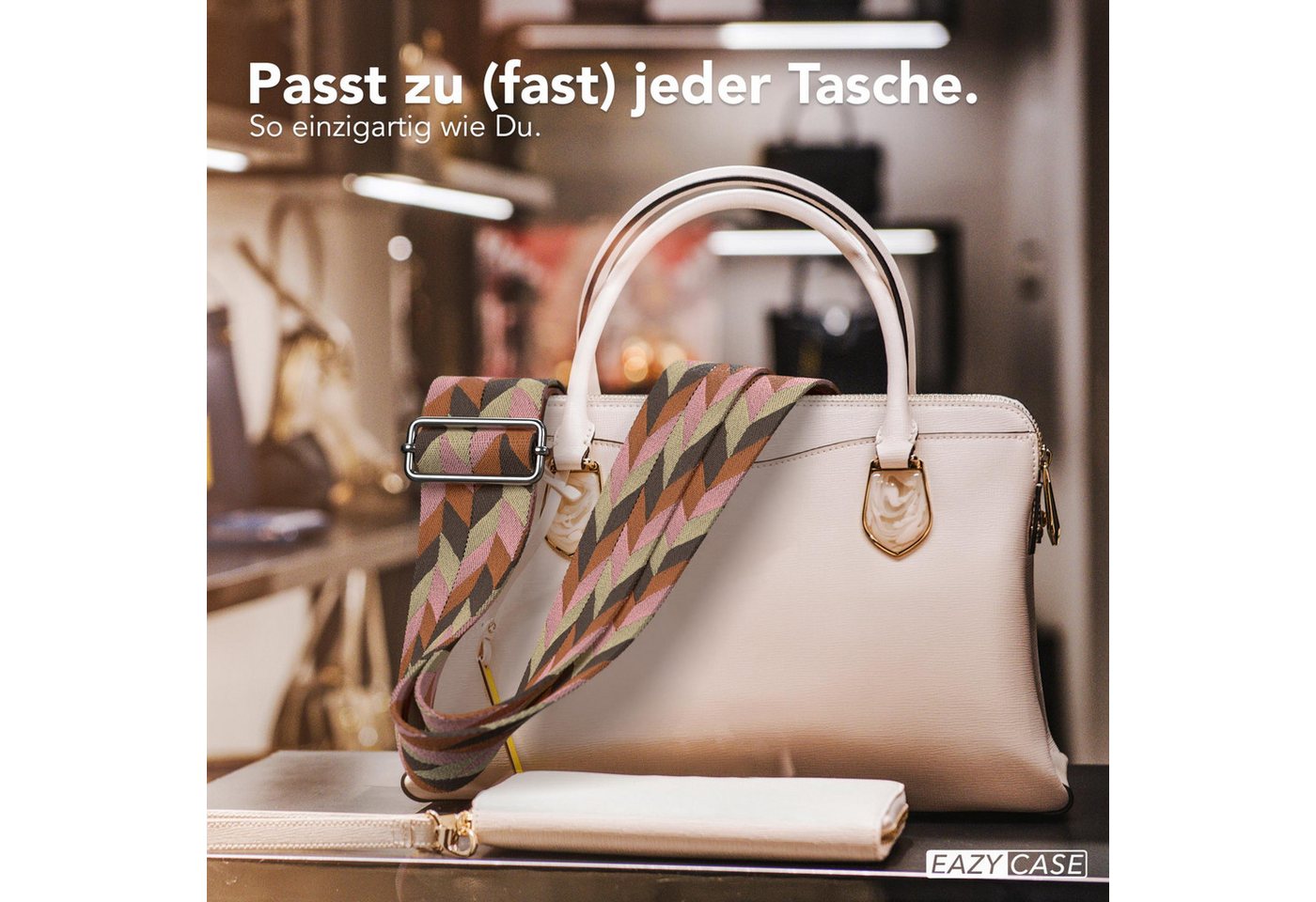 EAZY CASE Schulterriemen Schultergurte für Taschen gemustert Breite Gürteltasche Kordel Riemchen Taschenband Umhängetasche Braun Bild 5