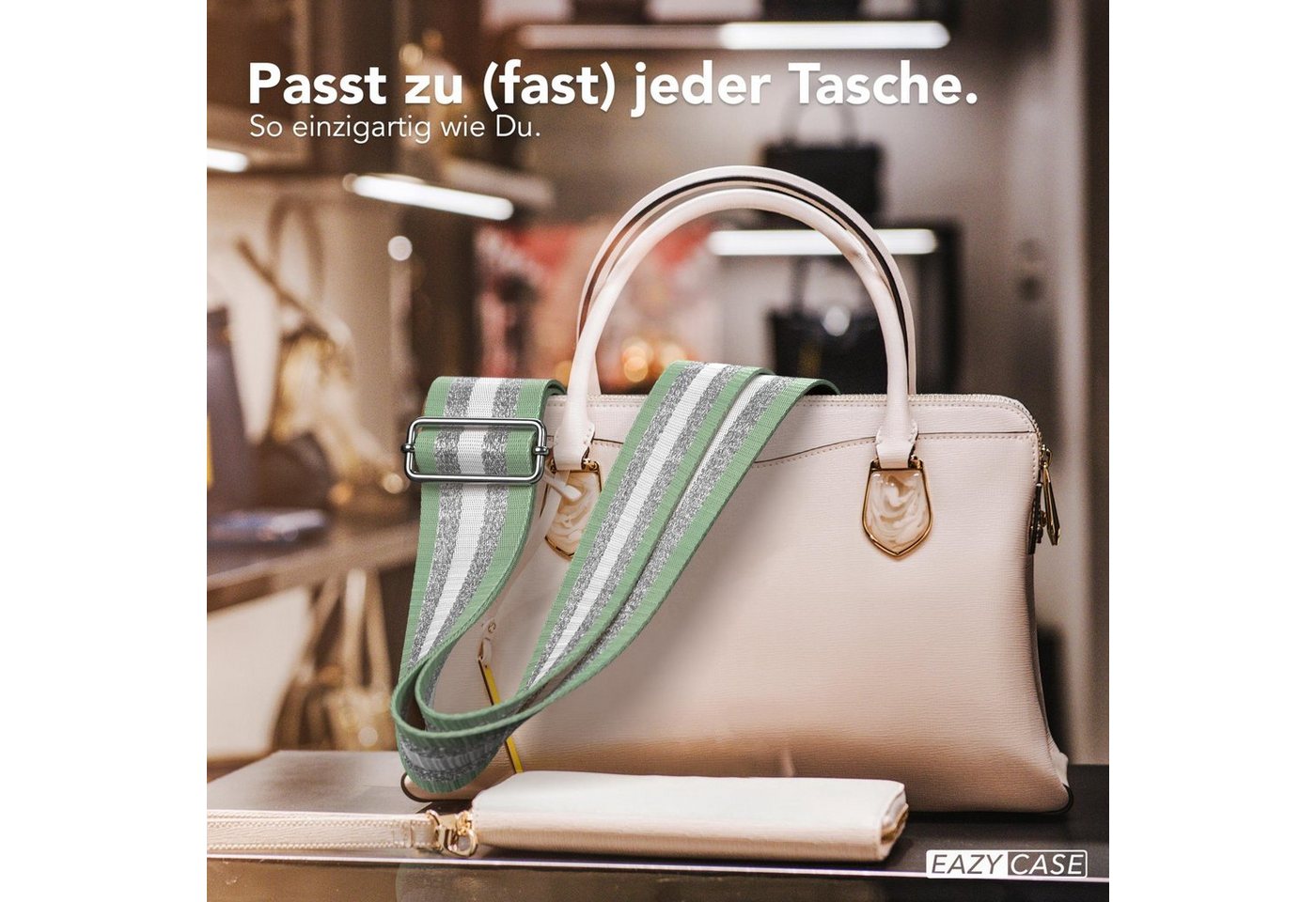 EAZY CASE Schulterriemen Schultergurte für Taschen gemustert Breite Gürteltasche DIY Riemchen Taschenband Umhängetasche Mint Grün Bild 2