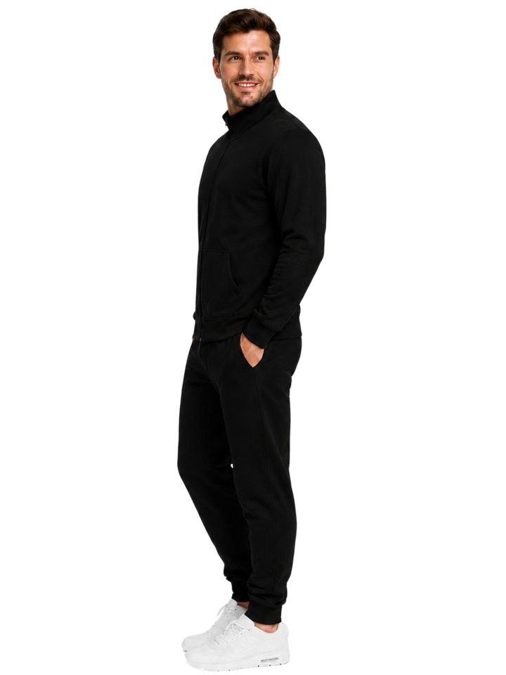 L.gonline Jogginganzug Herren Trainingsanzug Freizeitanzug ohne Kapuze 500A (Zipperjacke ohne Kapuze und Hose, 2-tlg., Zipperjacke und Hose), Fitness Freizeit Casual Bild 2