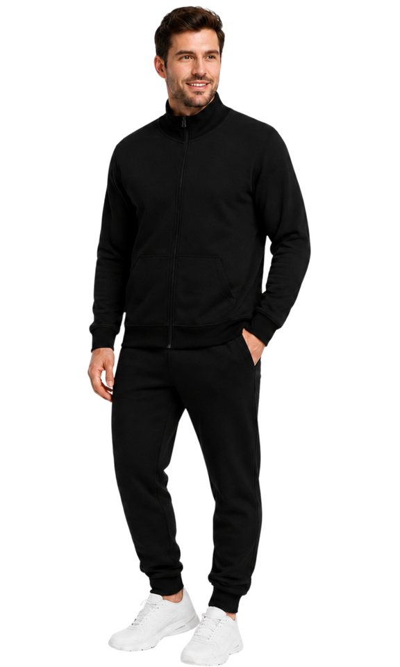 L.gonline Jogginganzug Herren Trainingsanzug Freizeitanzug ohne Kapuze 500A (Zipperjacke ohne Kapuze und Hose, 2-tlg., Zipperjacke und Hose), Fitness Freizeit Casual Bild 3