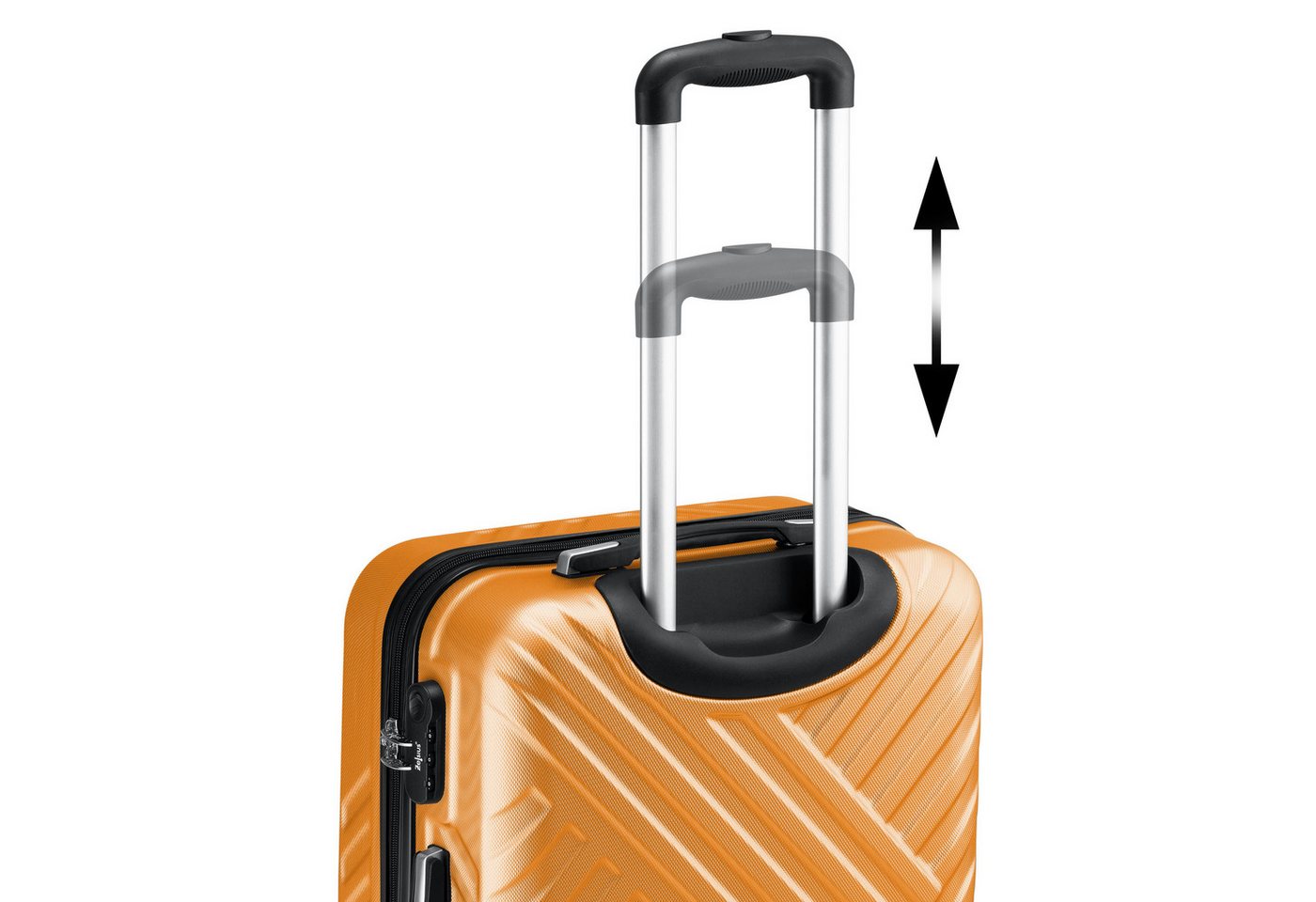 Zelsius Kofferset Koffer Set 3 Stück, Orange, ABS Hartschalenkoffer mit Zahlenschloss, 4 Rollen, (3 tlg), Ineinander stapelbar
