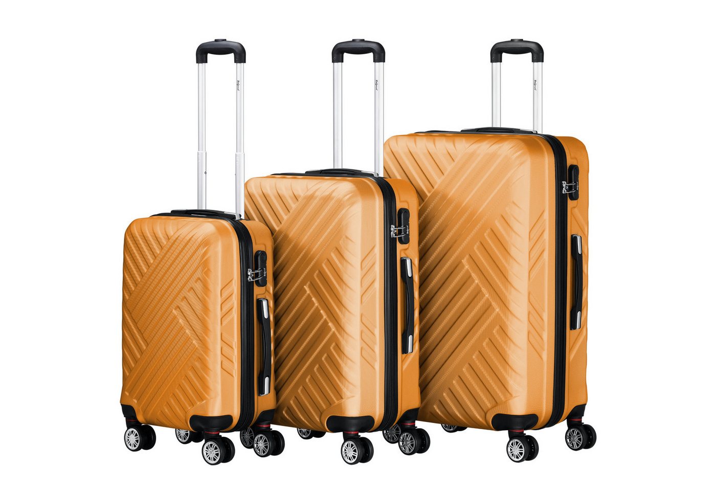Zelsius Kofferset Koffer Set 3 Stück, Orange, ABS Hartschalenkoffer mit Zahlenschloss, 4 Rollen, (3 tlg), Ineinander stapelbar Bild 3