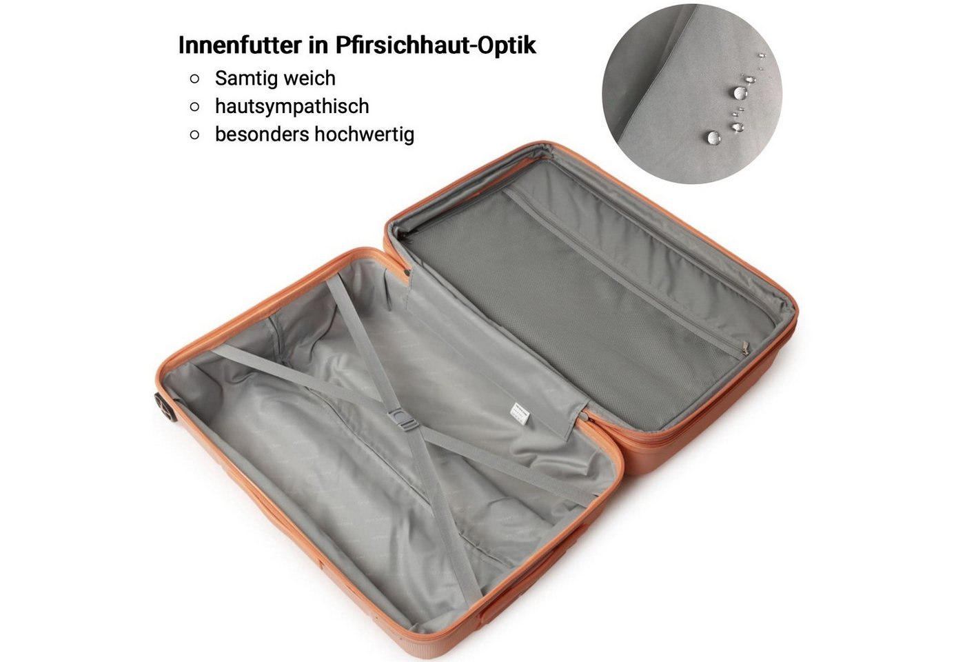 NEWCOM Hartschalen-Trolley L/66cm Hartschalenkoffer, Polypropylen, Erweiterbar, TSA-Zahlenschloss, 4 Rollen, 360° drehbar, 24 Zoll, Orange, leichter & robuster Reisekoffer