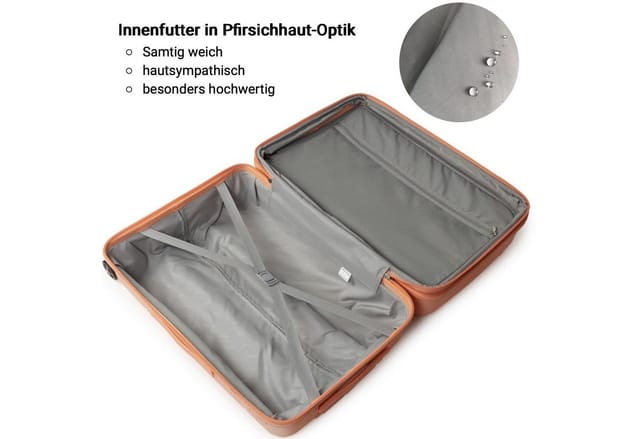 NEWCOM Hartschalen-Trolley L/66cm Hartschalenkoffer, Polypropylen, Erweiterbar, TSA-Zahlenschloss, 4 Rollen, 360° drehbar, 24 Zoll, Orange, leichter & robuster Reisekoffer