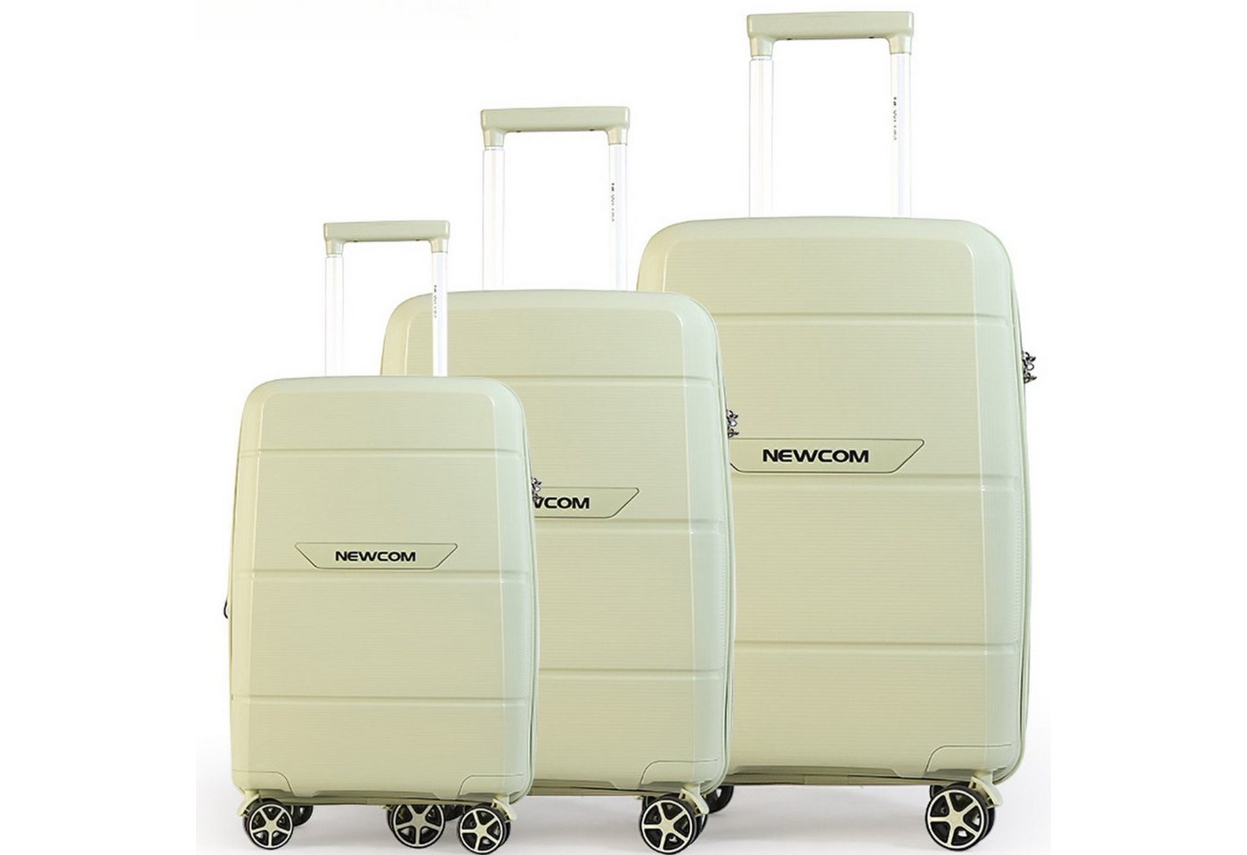 NEWCOM Hartschalen-Trolley Reisekoffer Erweiterbar, Hartschale Koffer mit TSA-Schloss, PP, 4 Rollen, 3-tlg. Koffer Set, Grün, ultraleicht & robust für den Familienurlaub Bild 2