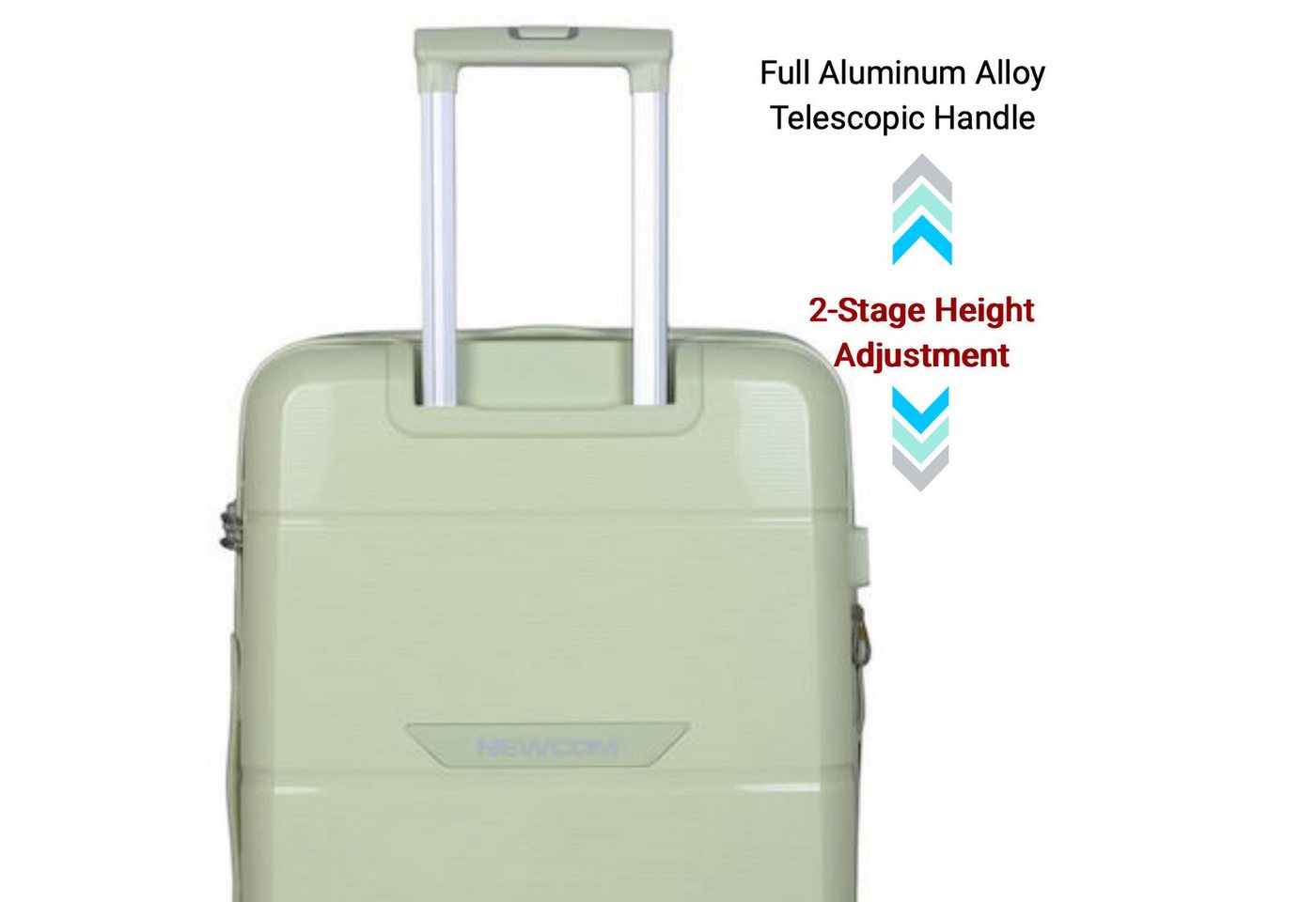 NEWCOM Hartschalen-Trolley Reisekoffer Erweiterbar, Hartschale Koffer mit TSA-Schloss, PP, 4 Rollen, 3-tlg. Koffer Set, Grün, ultraleicht & robust für den Familienurlaub Bild 3