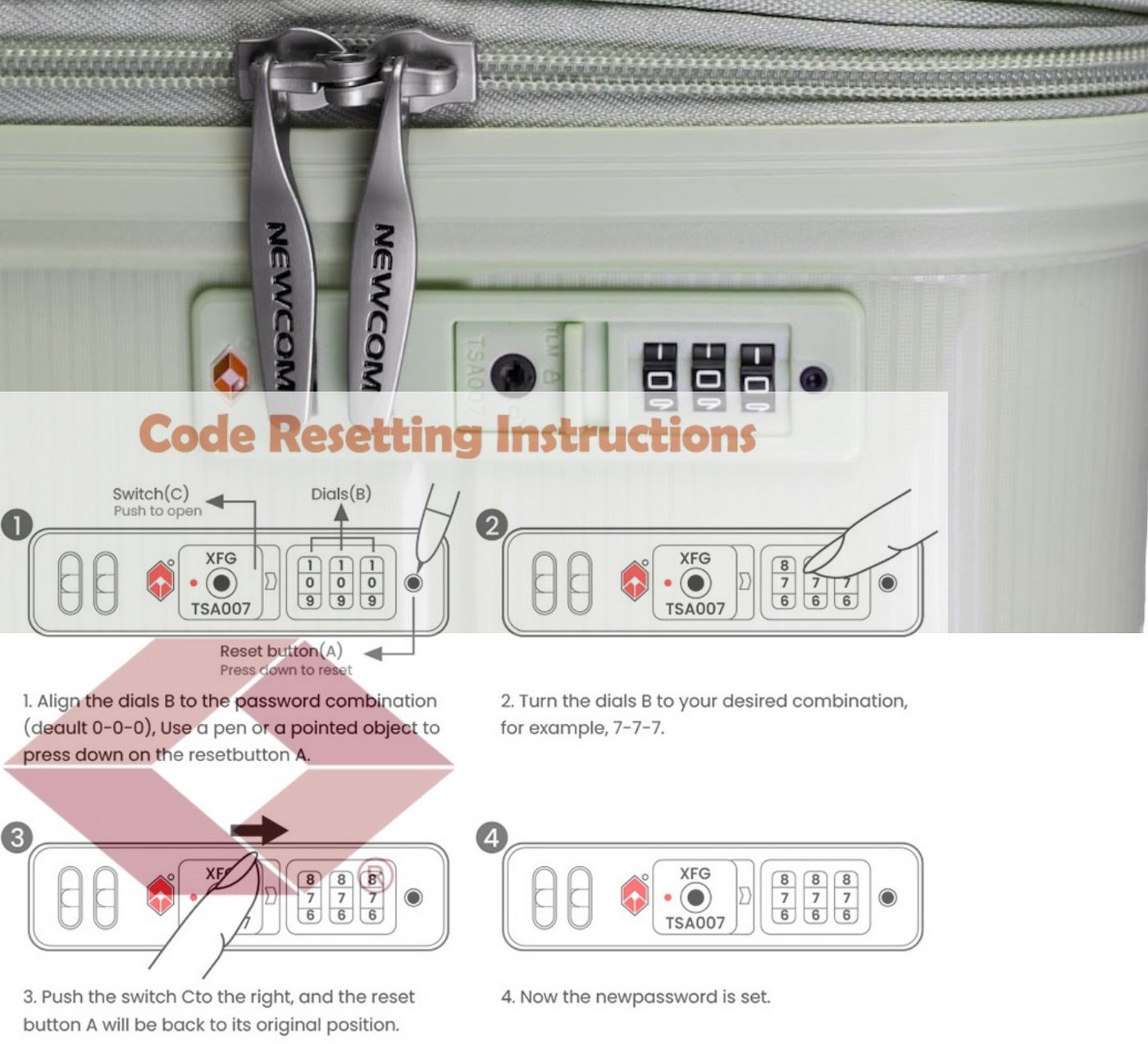 NEWCOM Hartschalen-Trolley Reisekoffer Erweiterbar, Hartschale Koffer mit TSA-Schloss, PP, 4 Rollen, 3-tlg. Koffer Set, Grün, ultraleicht & robust für den Familienurlaub Bild 4