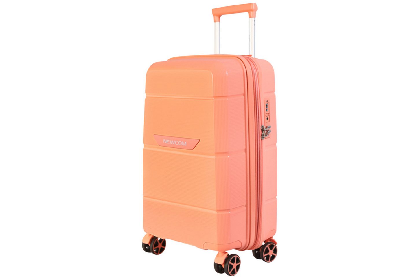 NEWCOM Hartschalen-Trolley Reisekoffer Erweiterbar, Hartschale Koffer mit TSA-Schloss, PP, 4 Rollen, 24 Zoll/L, Orange, ultraleichter & robuster Check-in Koffer