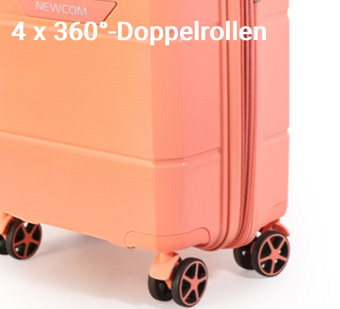 NEWCOM Hartschalen-Trolley Reisekoffer Erweiterbar, Hartschale Koffer mit TSA-Schloss, PP, 4 Rollen, 24 Zoll/L, Orange, ultraleichter & robuster Check-in Koffer Bild 3