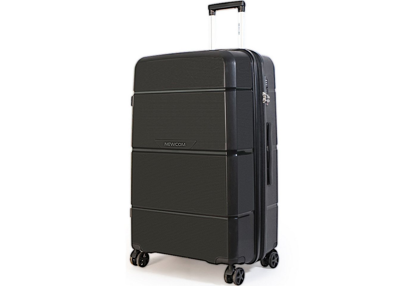 NEWCOM Hartschalen-Trolley Reisekoffer Erweiterbar, Hartschale Koffer mit TSA-Schloss, PP, 4 Rollen, 24 Zoll/L, Schwarz, ultraleichter & robuster Check-in Koffer Bild 2