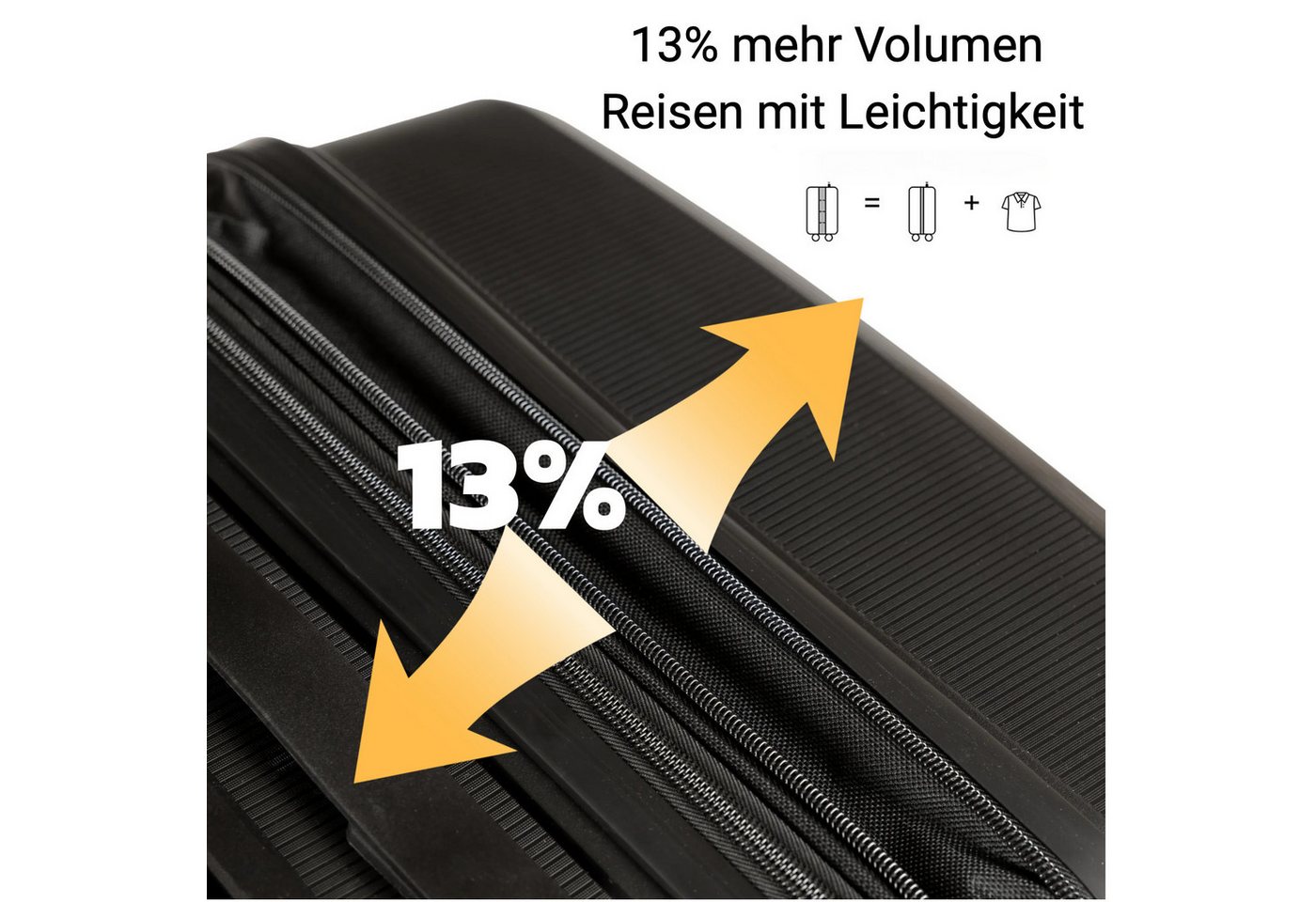 NEWCOM Hartschalen-Trolley Reisekoffer Erweiterbar, Hartschale Koffer mit TSA-Schloss, PP, 4 Rollen, XL 28Zoll, Schwarz, ultraleichter & robuster Check-in Koffer Bild 3