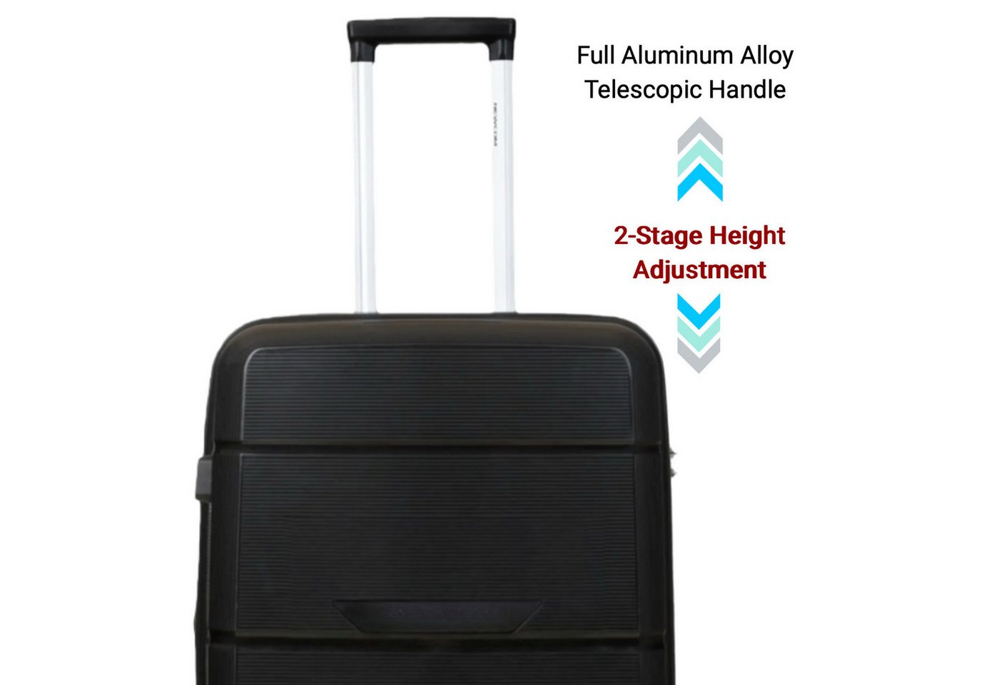 NEWCOM Hartschalen-Trolley Reisekoffer Erweiterbar, Hartschale Koffer mit TSA-Schloss, PP, 4 Rollen, XL 28Zoll, Schwarz, ultraleichter & robuster Check-in Koffer Bild 5
