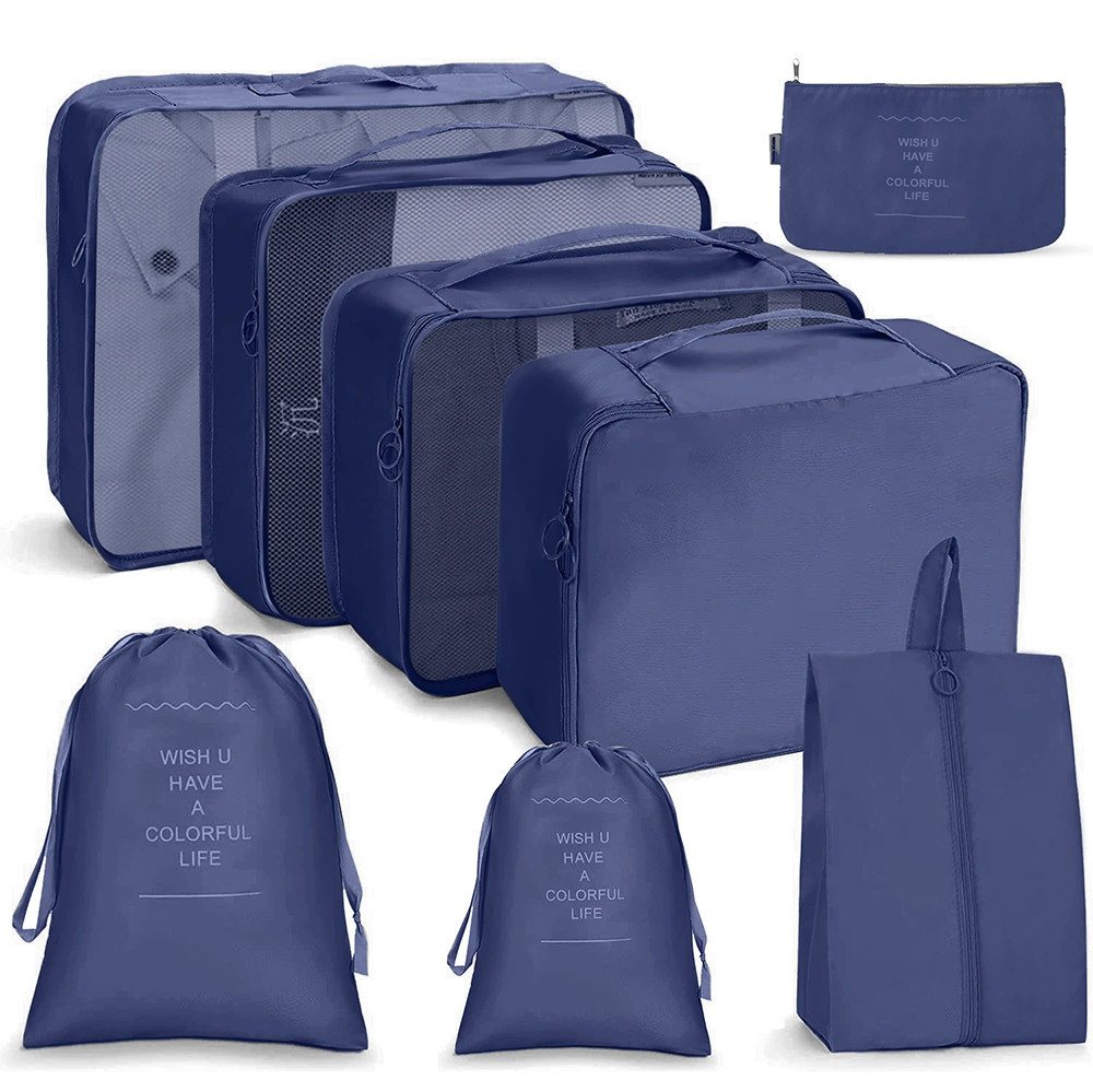 Agger Kofferorganizer 8 Stück Packwürfel,wasser Reisekleidertaschen,für Urlaub und Reisen (8-tlg), Leicht,atmungsaktiv mit Mesh-Oberseite, mit Kosmetiktasche