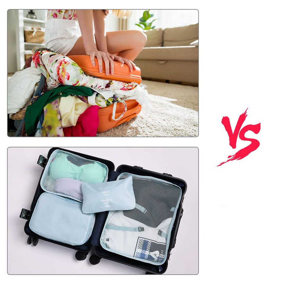 Agger Kofferorganizer 8 Stück Packwürfel,wasser Reisekleidertaschen,für Urlaub und Reisen (8-tlg), Leicht,atmungsaktiv mit Mesh-Oberseite, mit Kosmetiktasche Bild 3