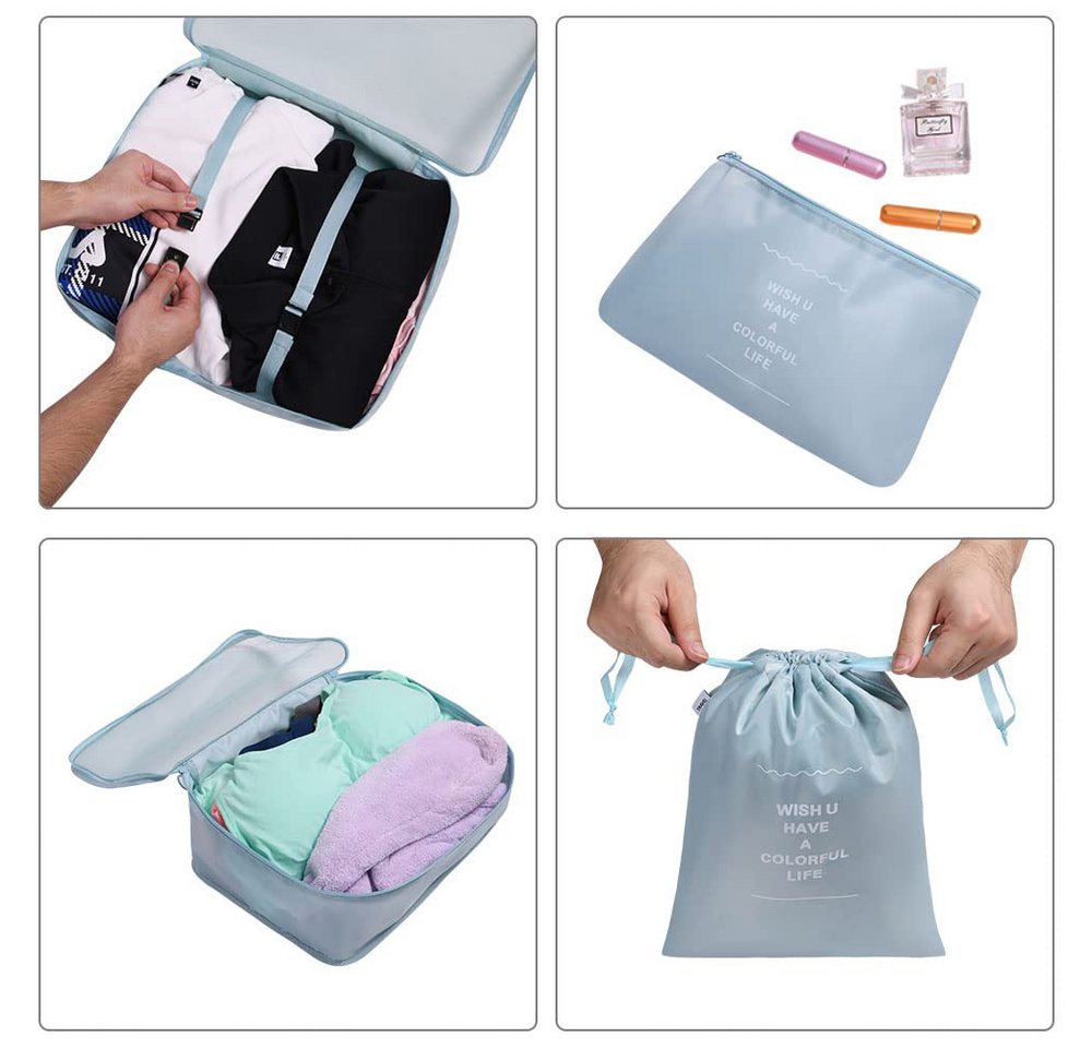 Agger Kofferorganizer 8 Stück Packwürfel,wasser Reisekleidertaschen,für Urlaub und Reisen (8-tlg), Leicht,atmungsaktiv mit Mesh-Oberseite, mit Kosmetiktasche Bild 4