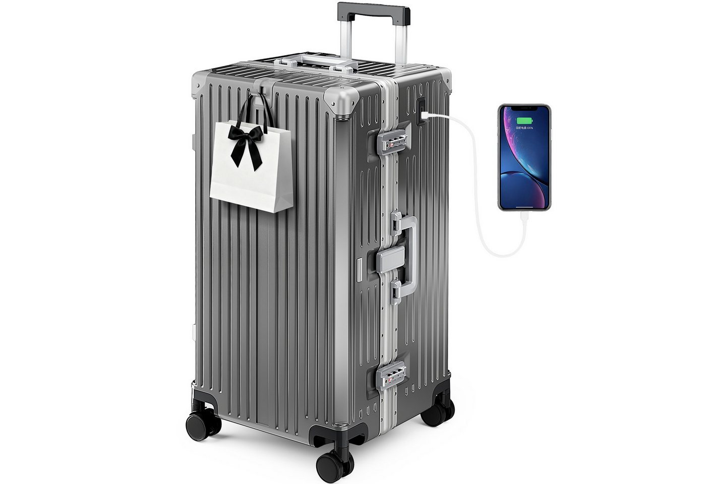 ALPHA CAMP Koffer 360° Rollen Rollkoffer für die Reise, Aluminiumrahmen & Hartschale aus Polycarbonat mit TSA-Schloss