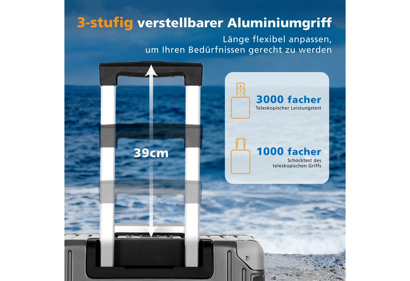 ALPHA CAMP Koffer 360° Rollen Rollkoffer für die Reise, Aluminiumrahmen & Hartschale aus Polycarbonat mit TSA-Schloss Bild 3