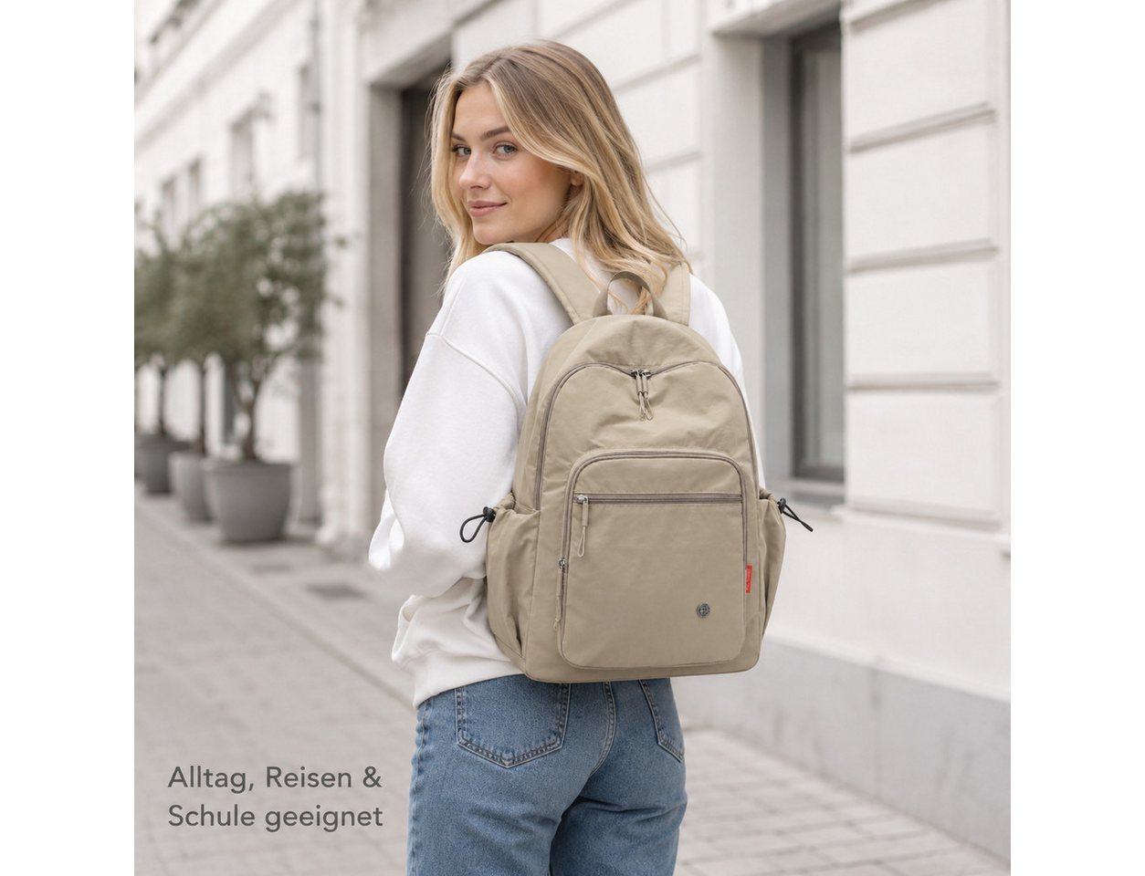 OYLCDI Rucksack Reiserucksack Freizeitrucksack Tagesrucksack mit Reißverschlussfach (42 x 31 x 22 cmgroßes Fassungsvermögen,Handgepäck Rucksack, verstellbaren Schultergurten und mehreren Fächern), Trekkingrucksack für Damen & Herren Schule, Arbeit und Reisen Bild 3