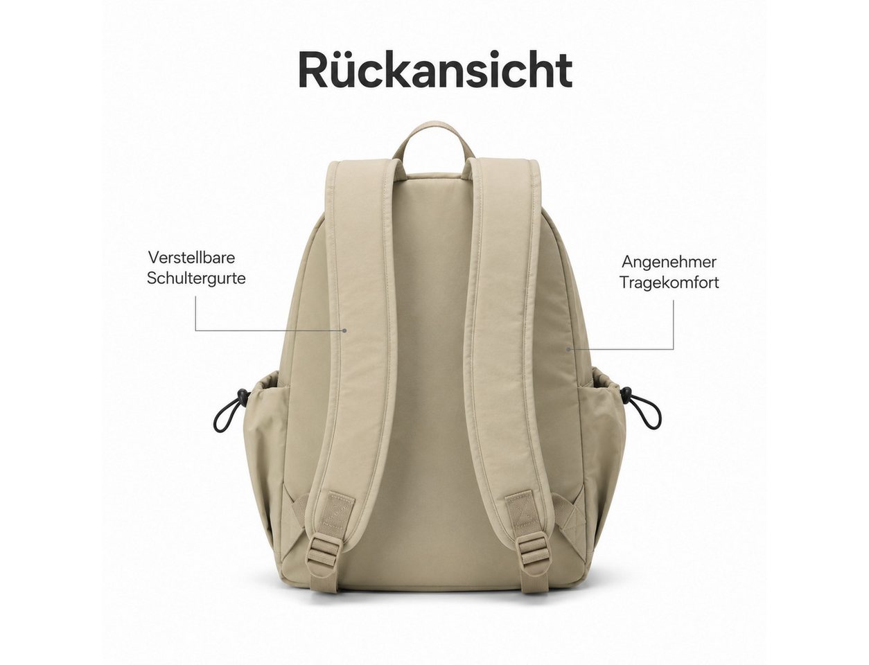 OYLCDI Rucksack Reiserucksack Freizeitrucksack Tagesrucksack mit Reißverschlussfach (42 x 31 x 22 cmgroßes Fassungsvermögen,Handgepäck Rucksack, verstellbaren Schultergurten und mehreren Fächern), Trekkingrucksack für Damen & Herren Schule, Arbeit und Reisen Bild 5