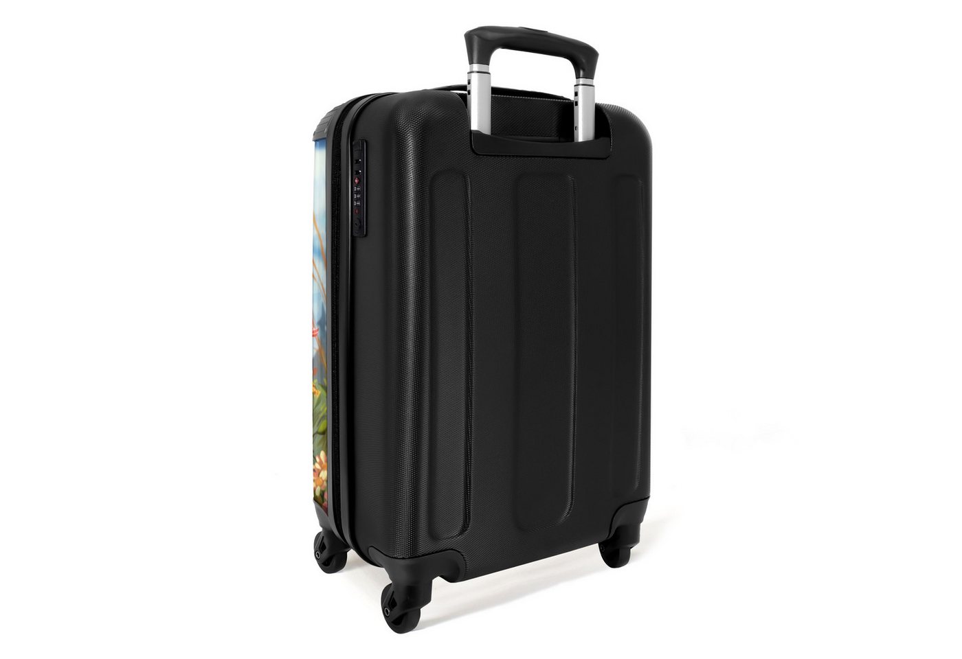 NoBoringSuitcases.com© Kinderkoffer Junges Reh sitzt inmitten von Blumen und Schmetterlingen 55x35x20cm, Kinder Koffer Klein, Trolley Handgepäck, Reisekoffer Bild 2