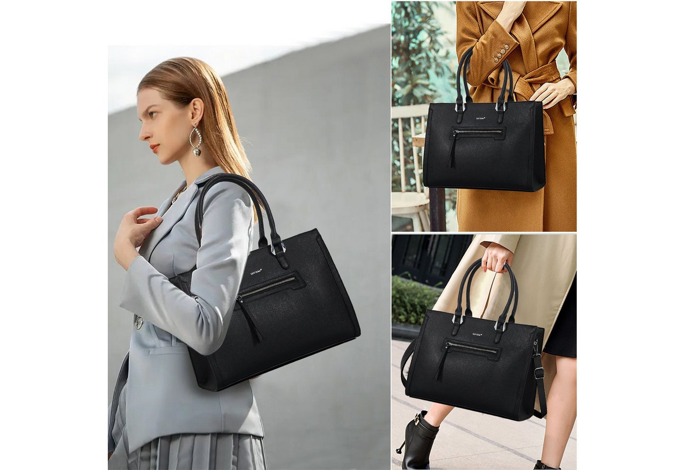 TAN.TOMI Businesstasche Damen Handtasche Große Business Schultertasche Arbeit Schule, Bürotasche Damen Umhängetasche mit 3 Fächern für Büro Schule Bild 5